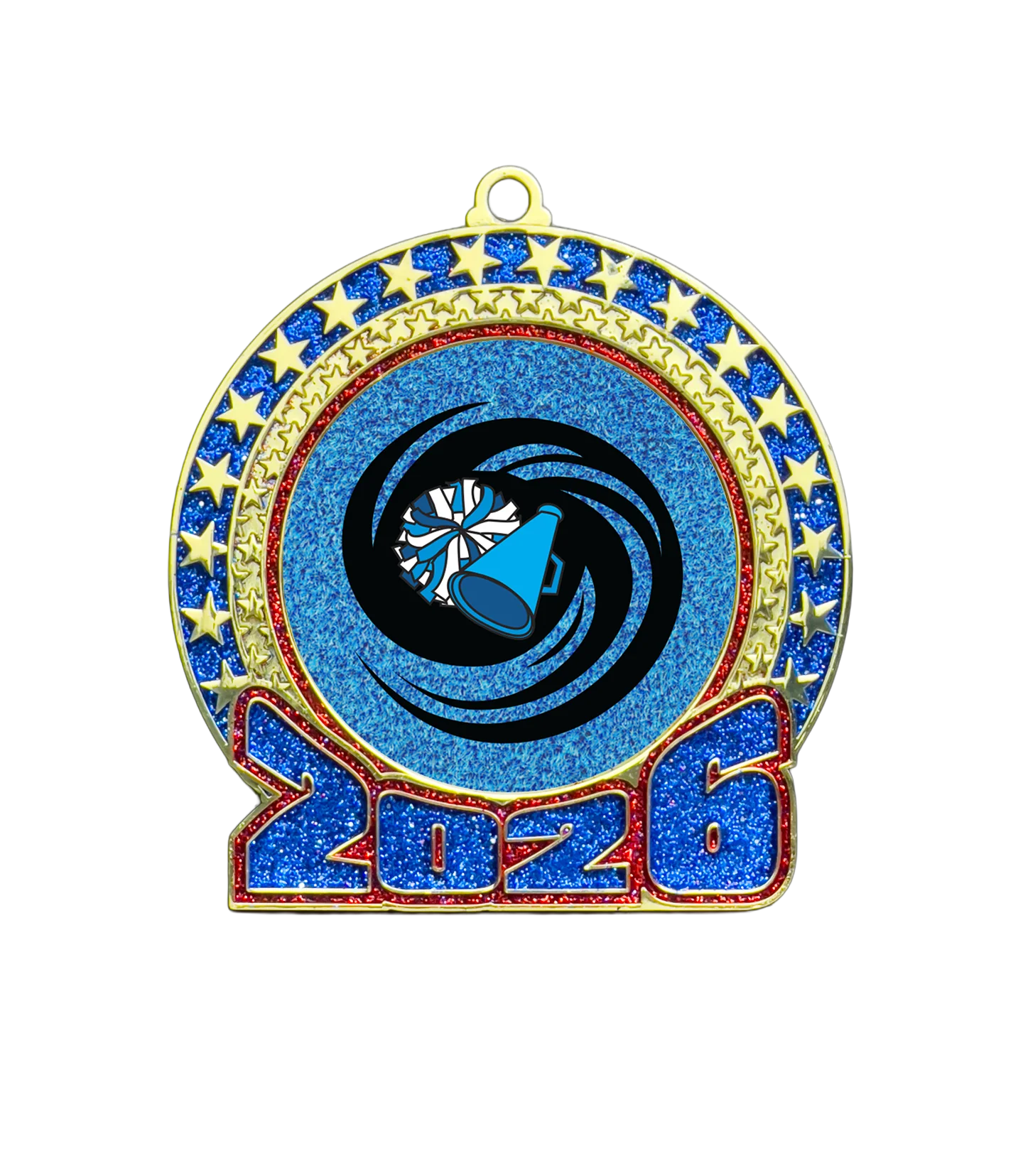 2026 Red and Blue Glitter Cheer Insert Medal