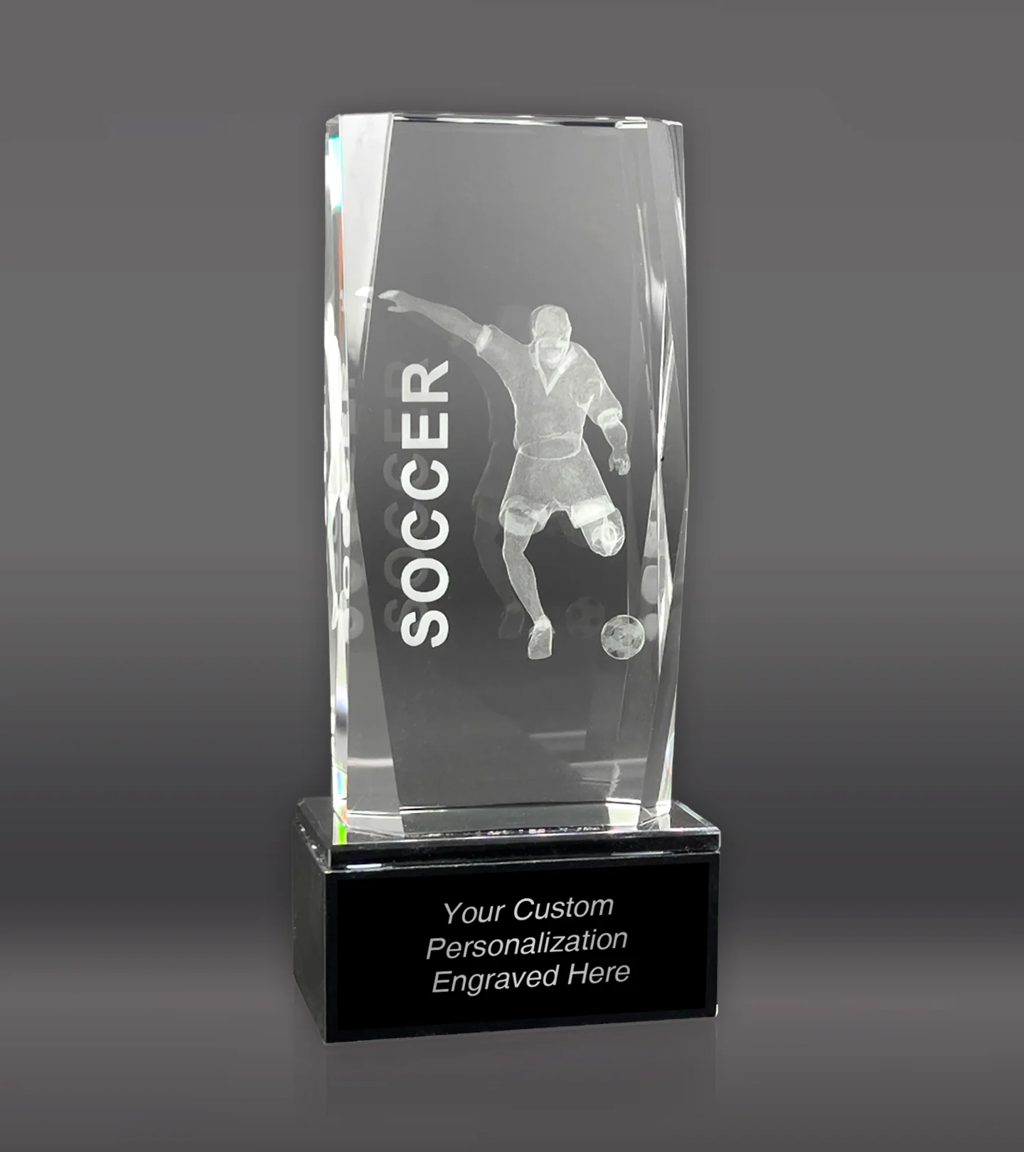 3D Sports Soccer Crystal w/ Base