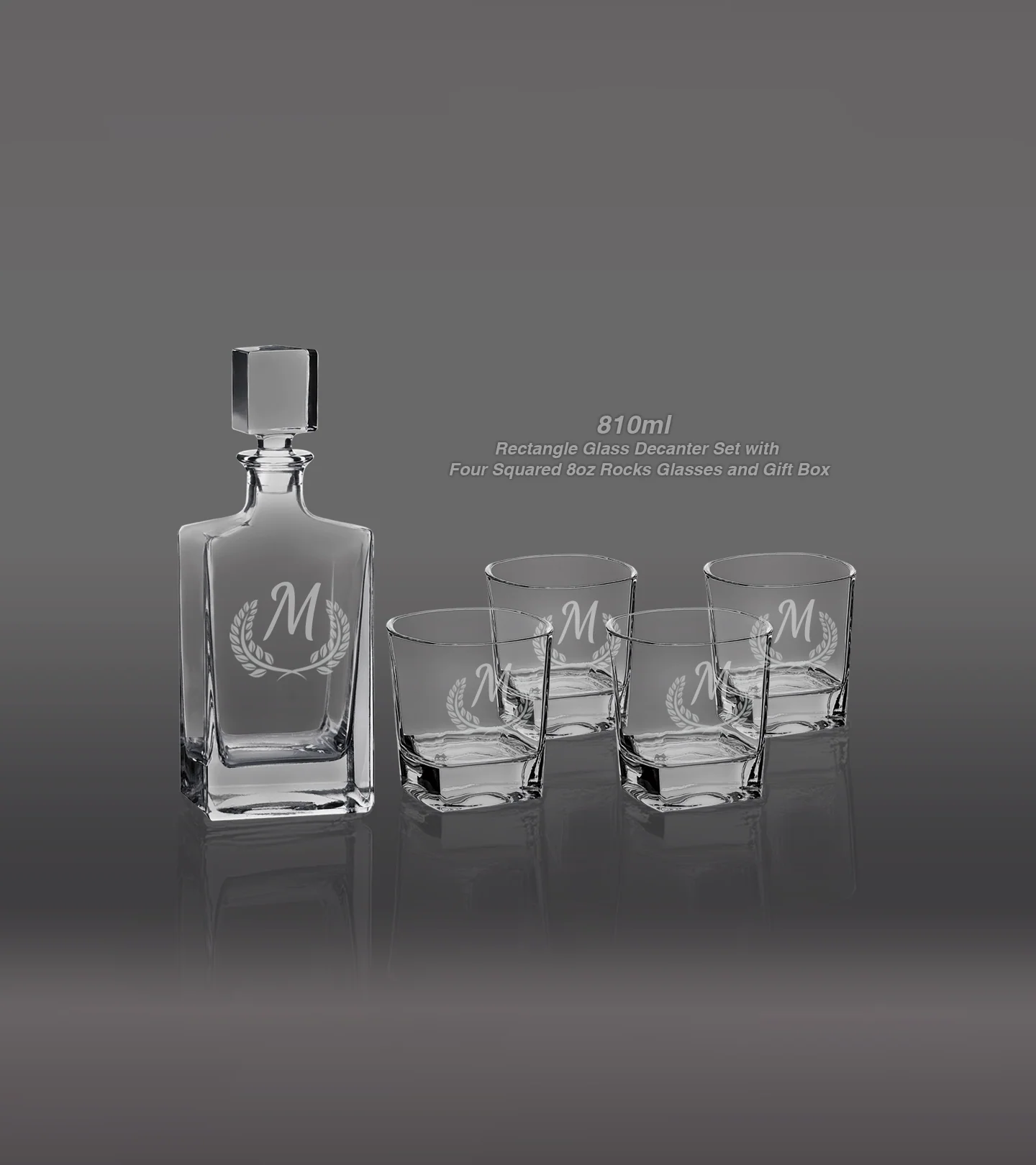 Custom Engraved Glass Decanter Set