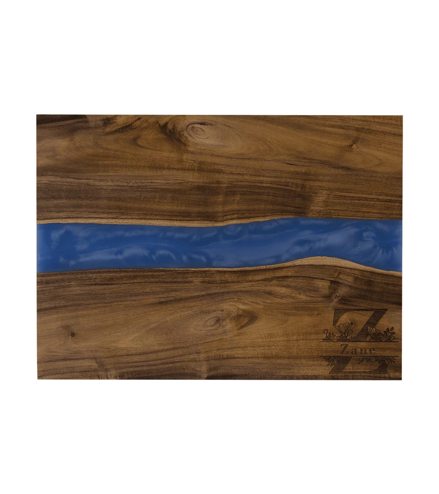 Acacia with Blue Pearl Resin Personalized Serving Board - Image 3