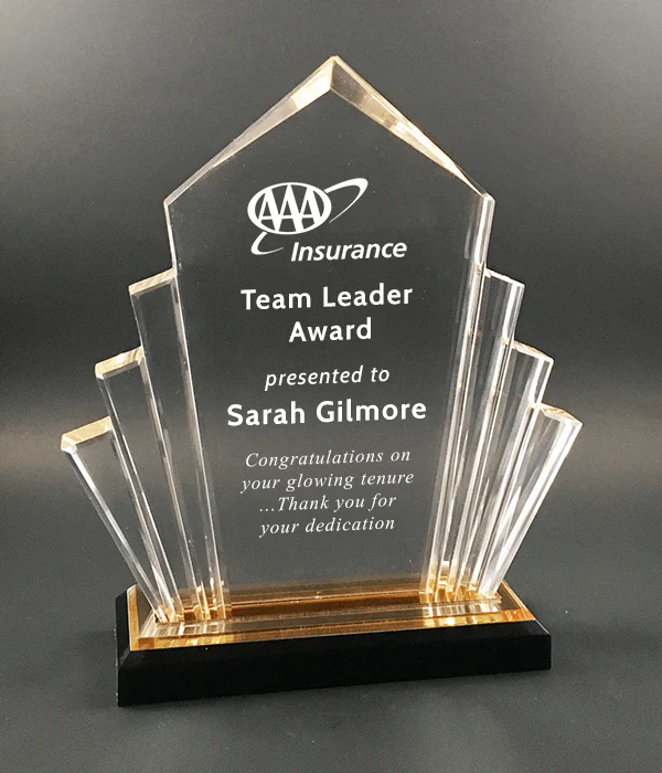 Laser Engraved Gold Arrow Impress Acrylic Award - Image 2