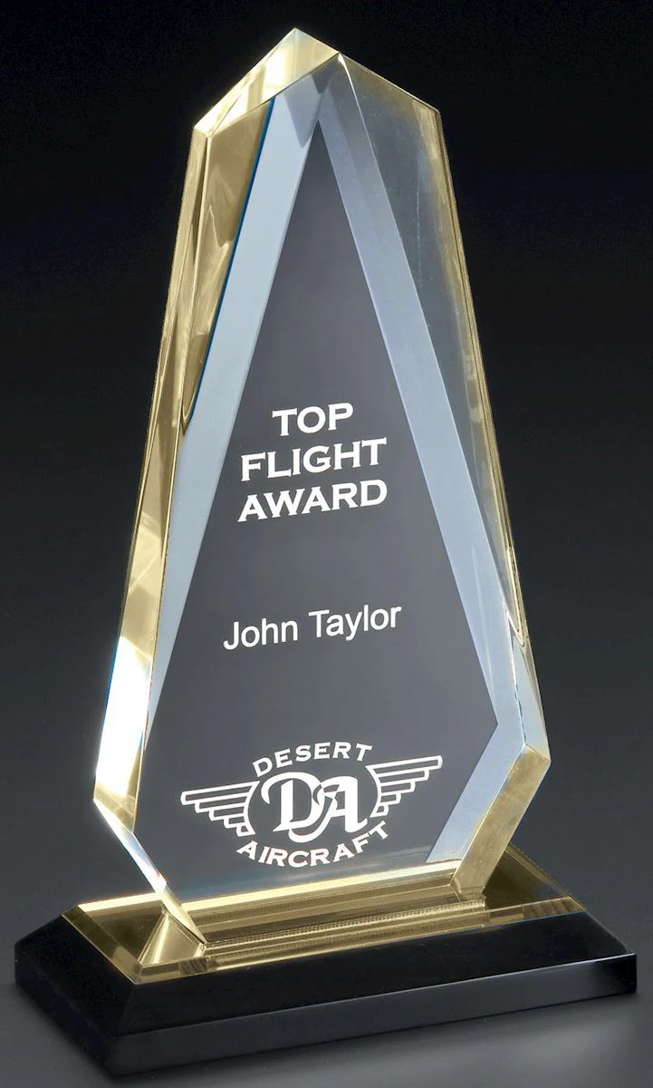 Laser Engraved Gold Arrowhead Impress Acrylic Award - Image 2