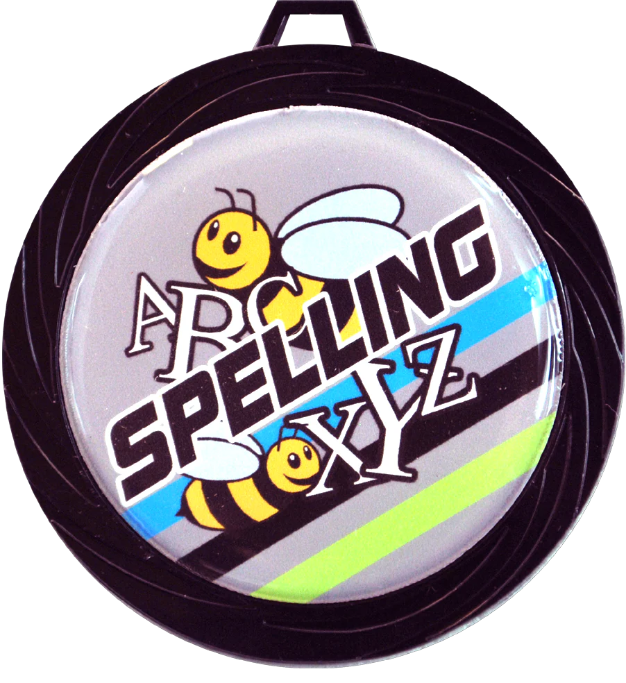 Black Lazer Spelling Medal