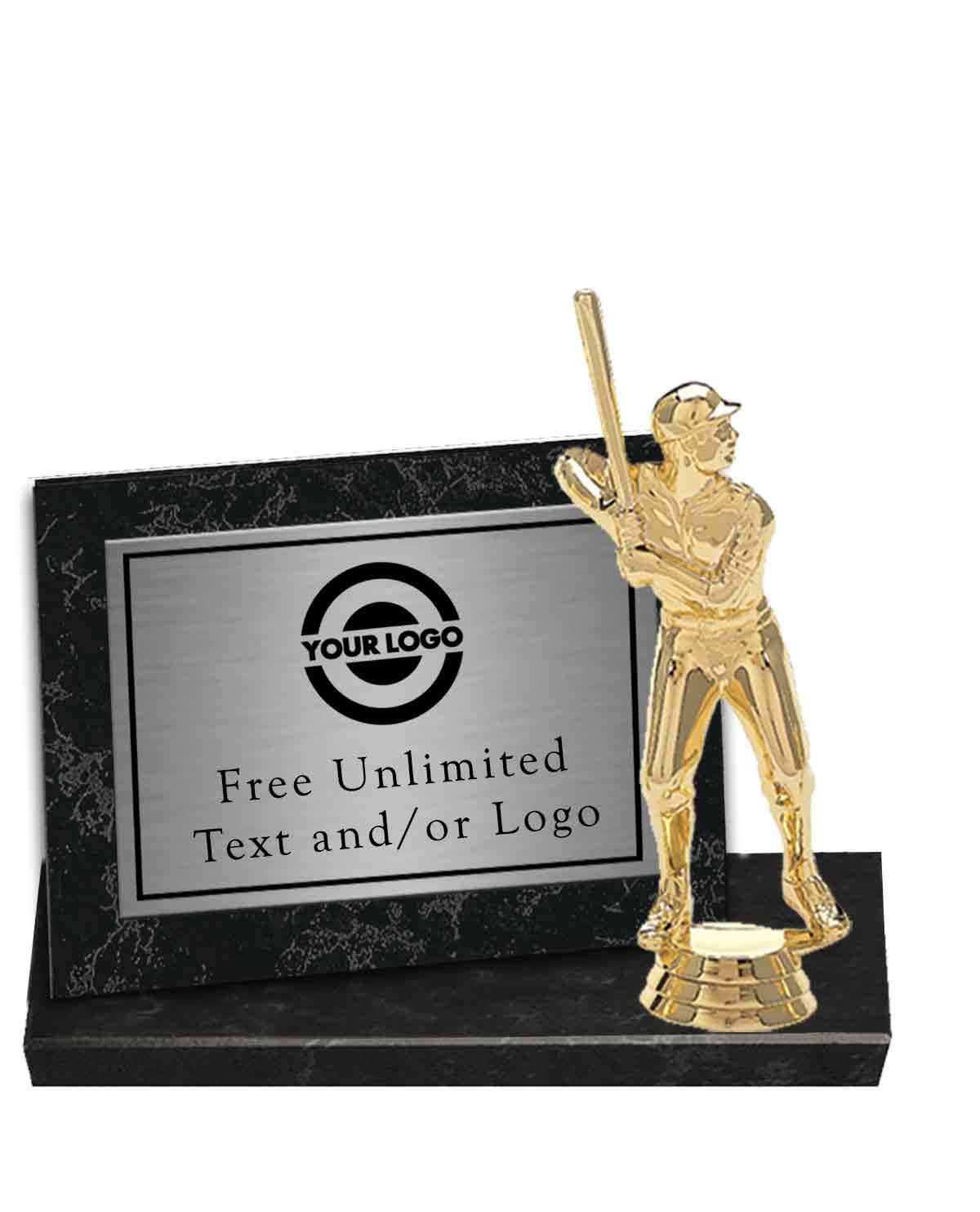 Black Marble Billboard Plaque with Baseball Topper - Image 2