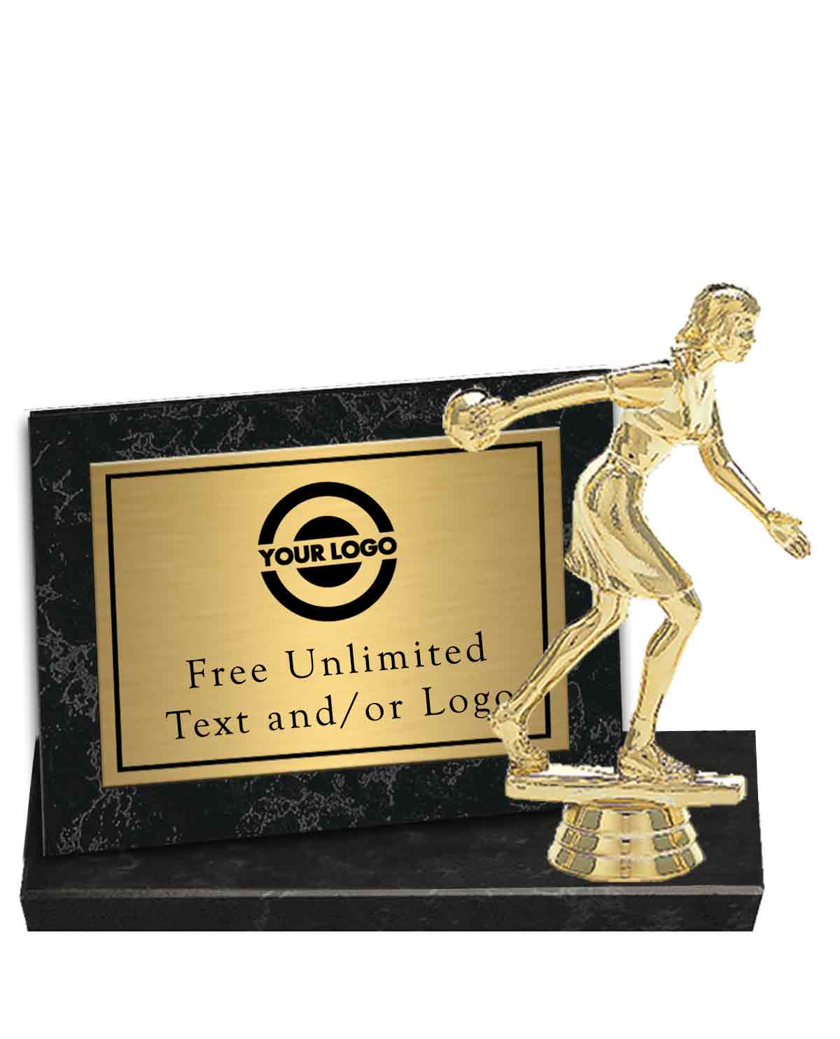 Black Marble Billboard Plaque with Bowling Topper