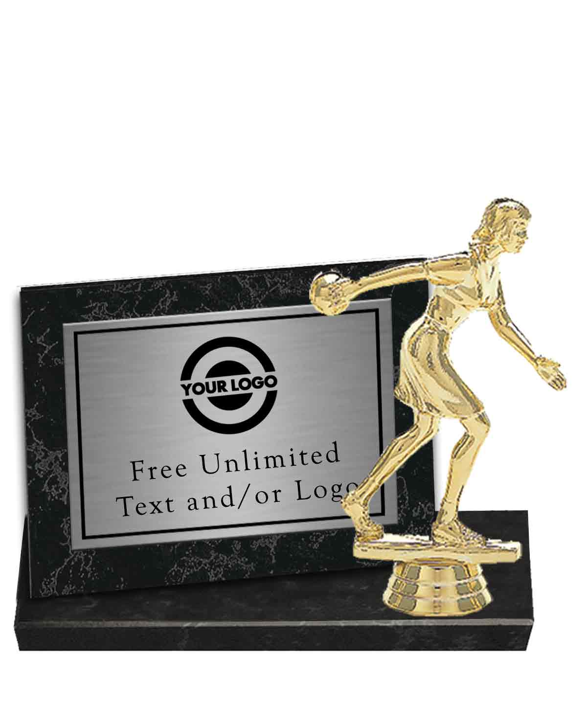 Black Marble Billboard Plaque with Bowling Topper - Image 2