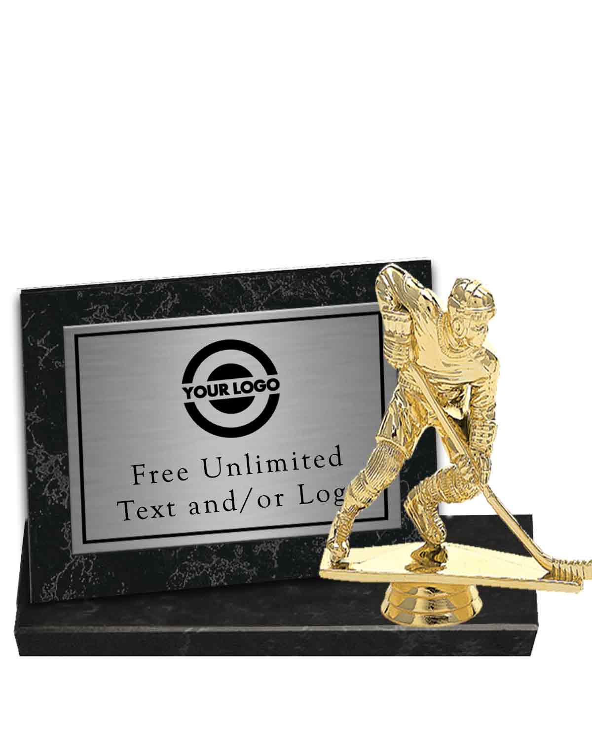 Black Marble Billboard Plaque with Hockey Topper - Image 2