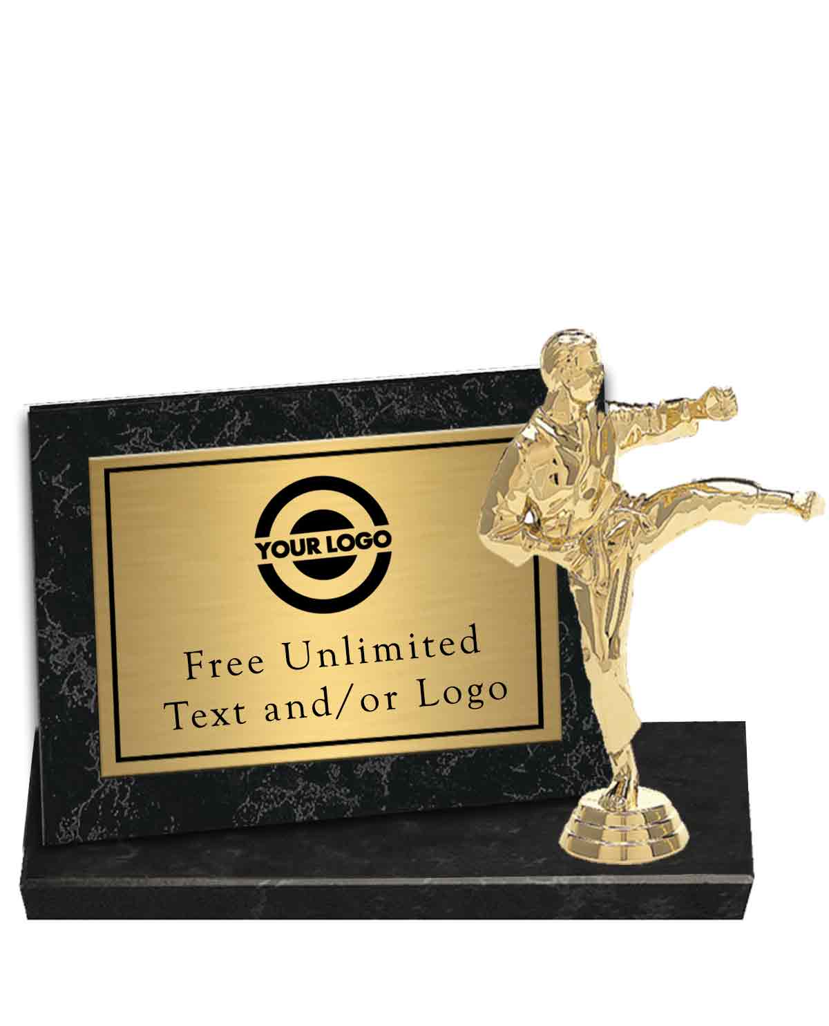 Black Marble Billboard Plaque with Karate Topper