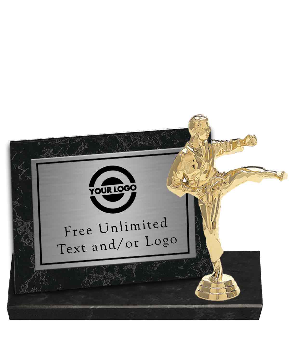 Black Marble Billboard Plaque with Karate Topper - Image 2