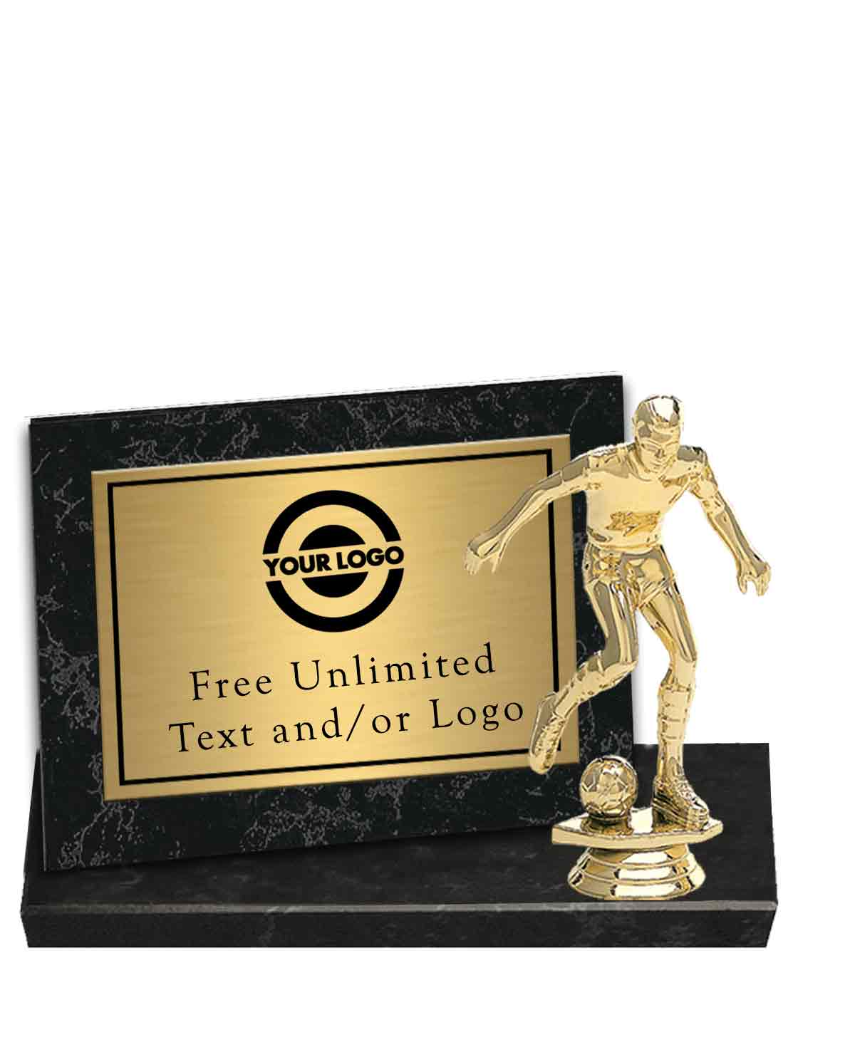 Black Marble Billboard Plaque with Soccer Topper