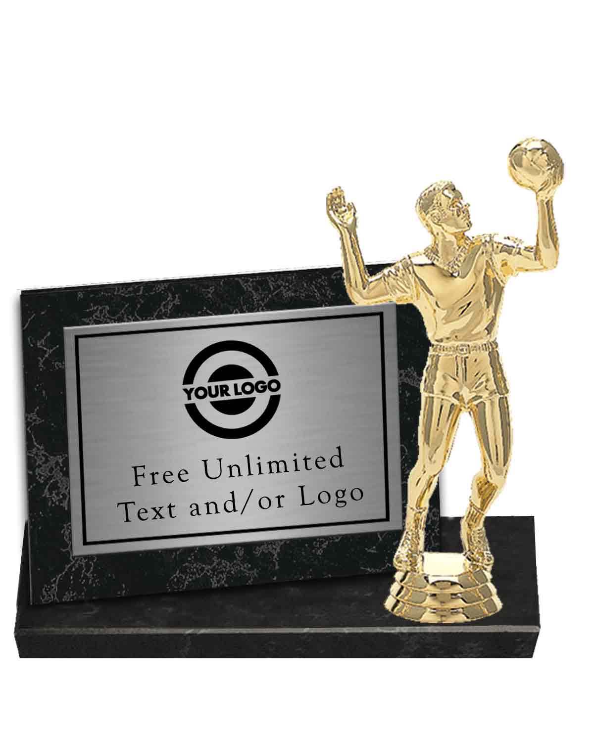 Black Marble Billboard Plaque with Volleyball Topper - Image 2