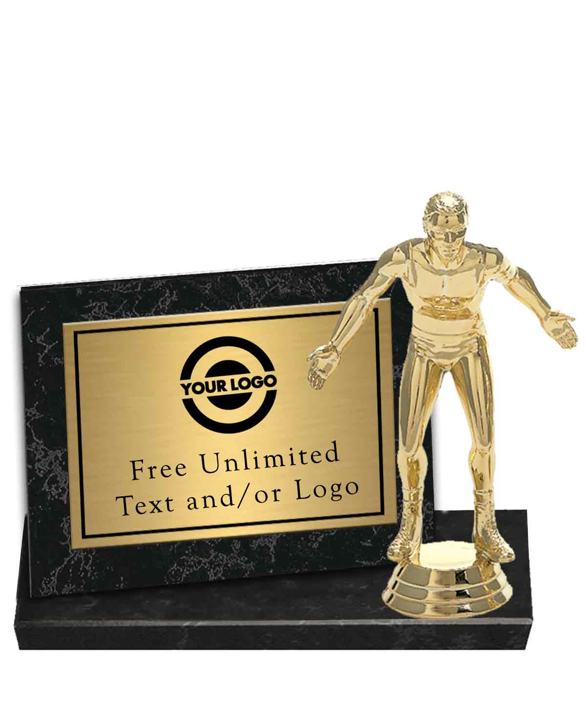 Black Marble Billboard Plaque with Wrestling Topper
