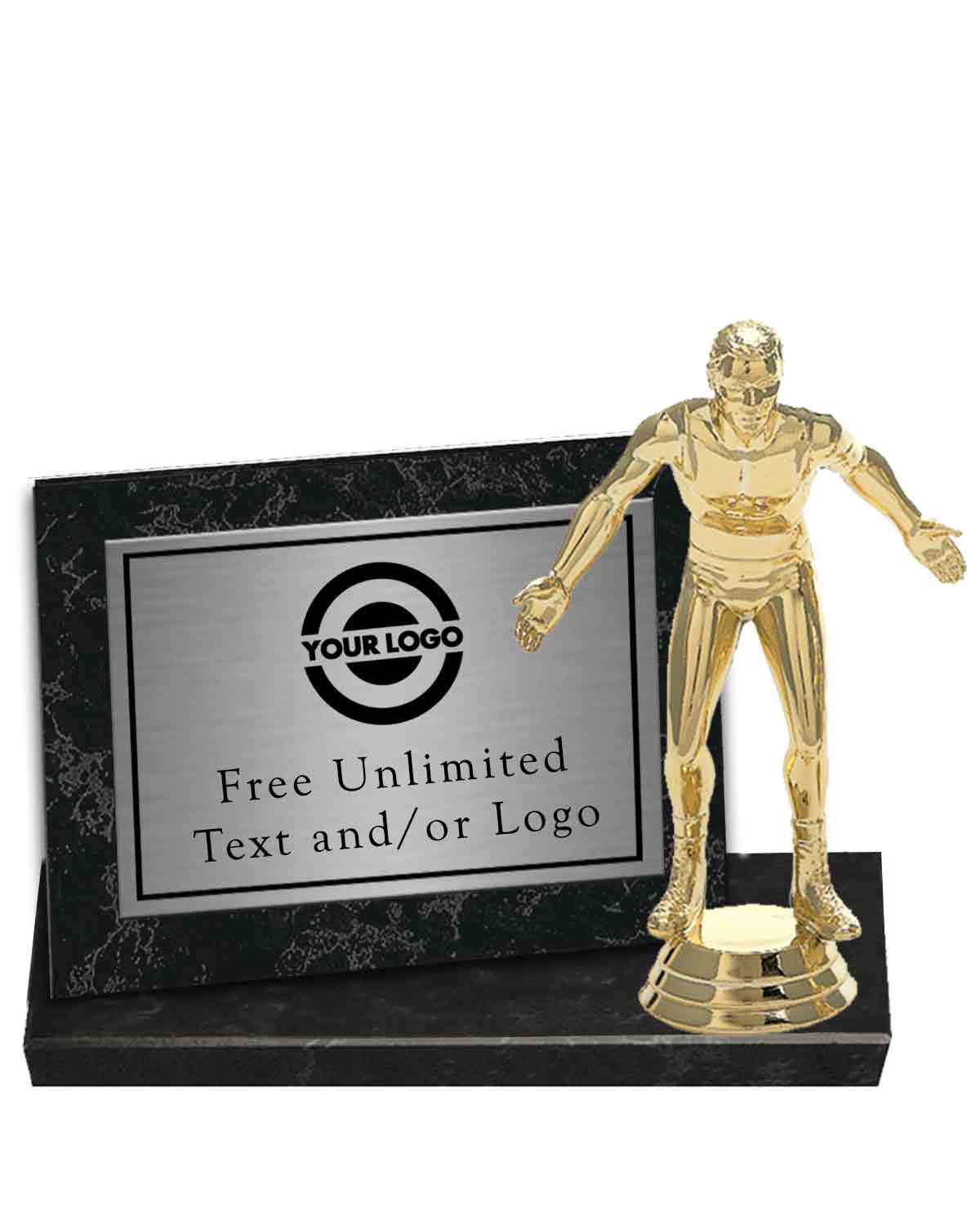 Black Marble Billboard Plaque with Wrestling Topper - Image 2