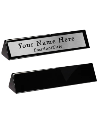 Black Wood Name Block With Plate - Image 2