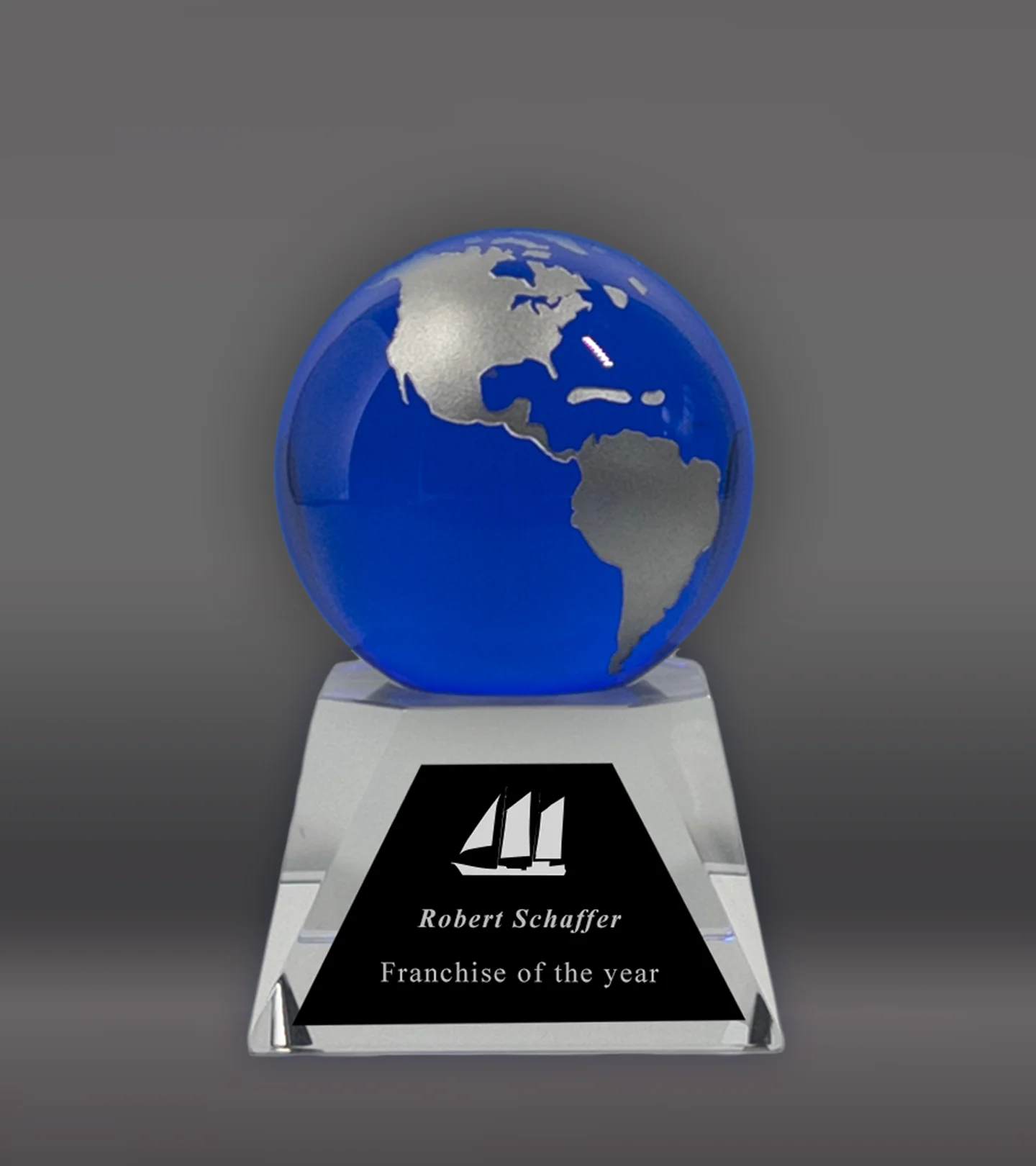 Blue Globe Crystal Award - Image 2
