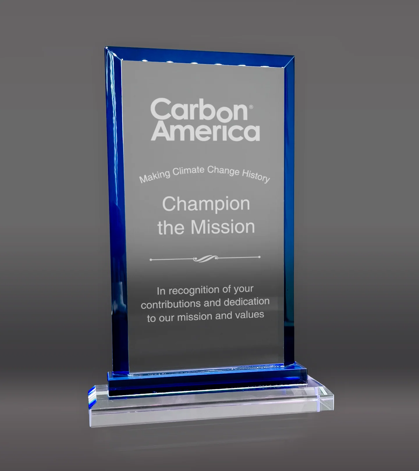 Blue Trim Rectangle Crystal Award