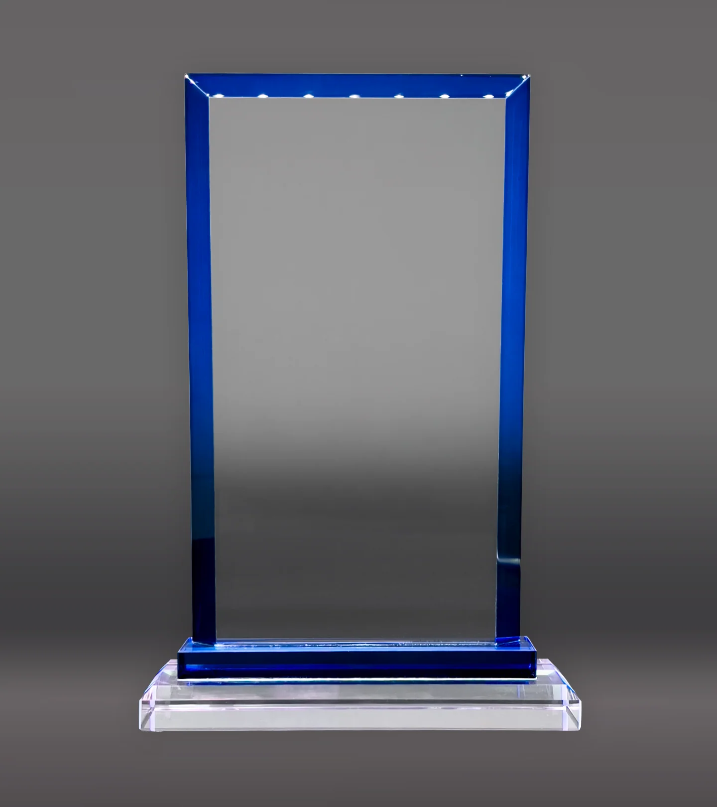 Blue Trim Rectangle Crystal Award - Image 2