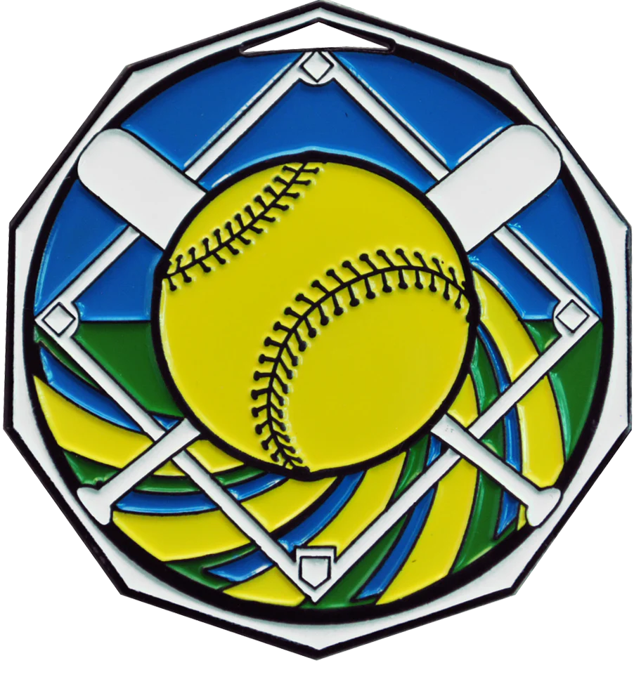 Bright Color Softball Medal