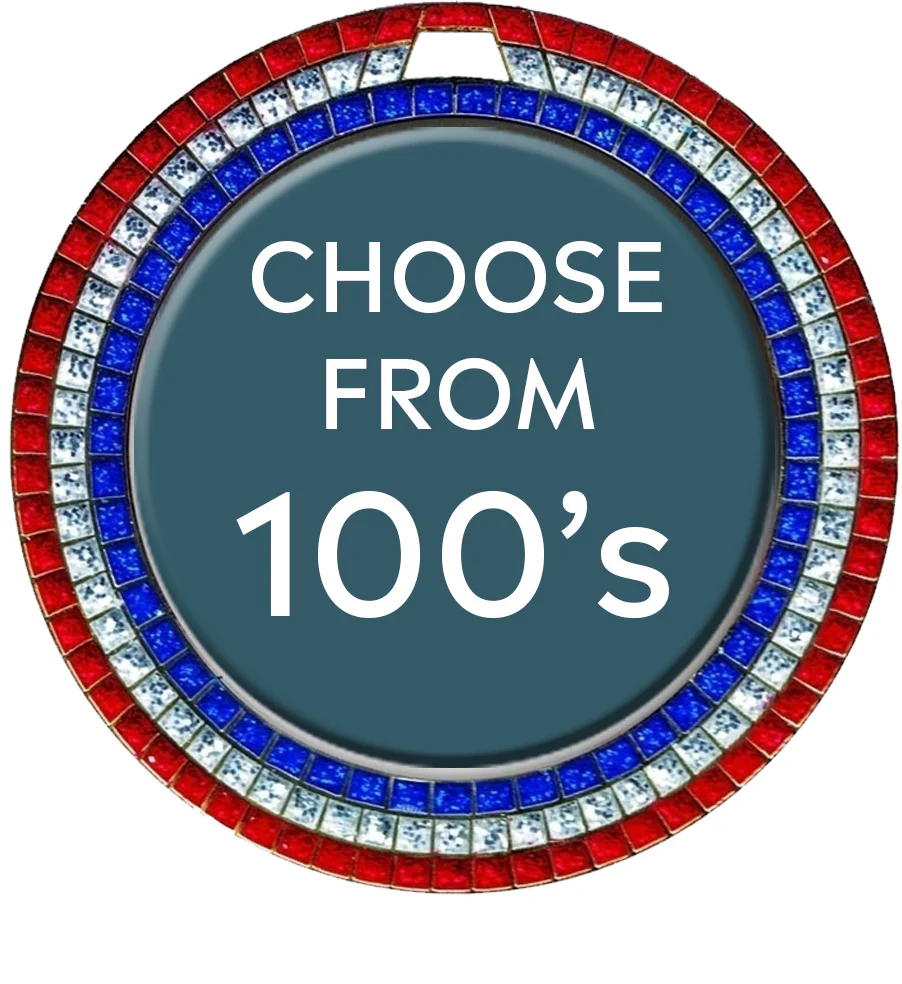 Bright Red White and Blue Gem Insert Medal - Image 3
