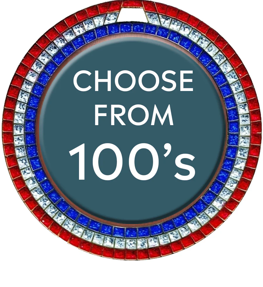 Bright Red White and Blue Gem Insert Medal - Image 4