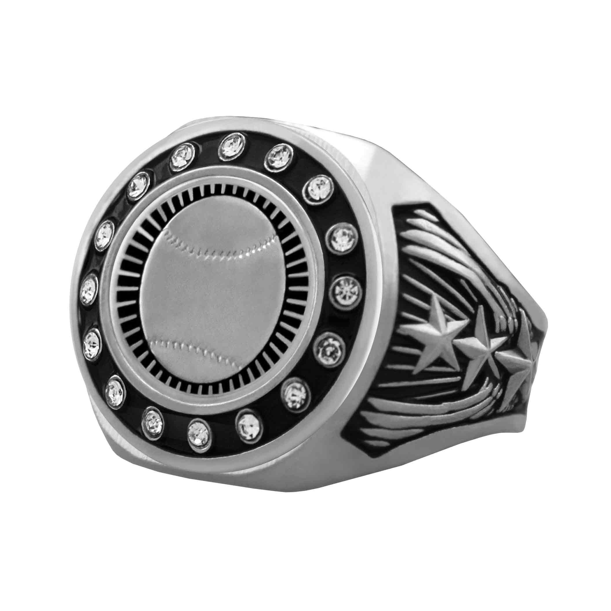 Bright Silver Baseball Championship Ring - Image 3