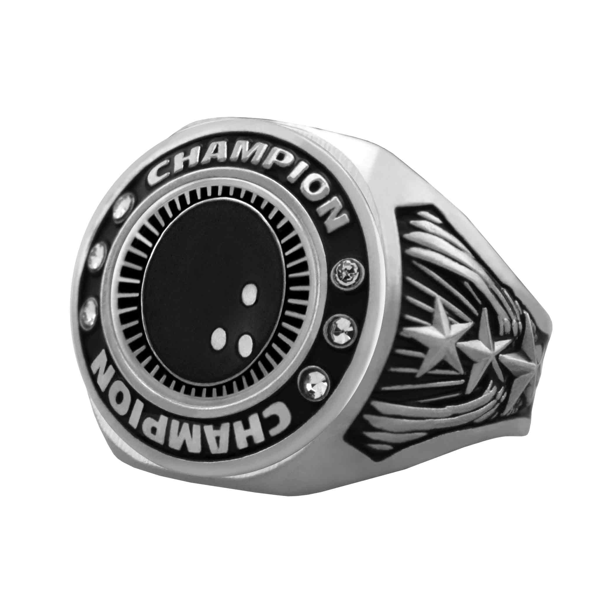 Bright Silver Bowling Championship Ring