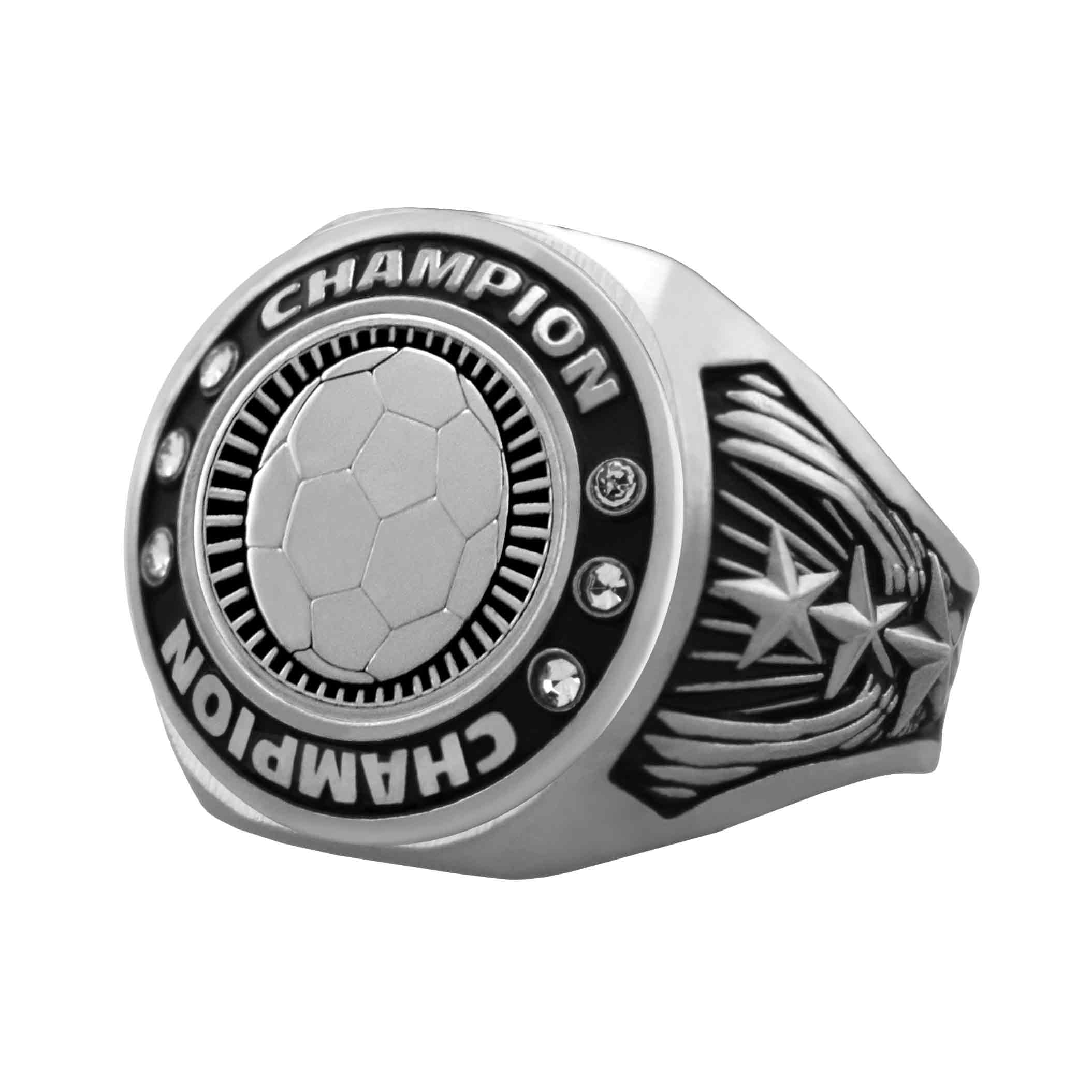 Bright Silver Soccer Championship Ring