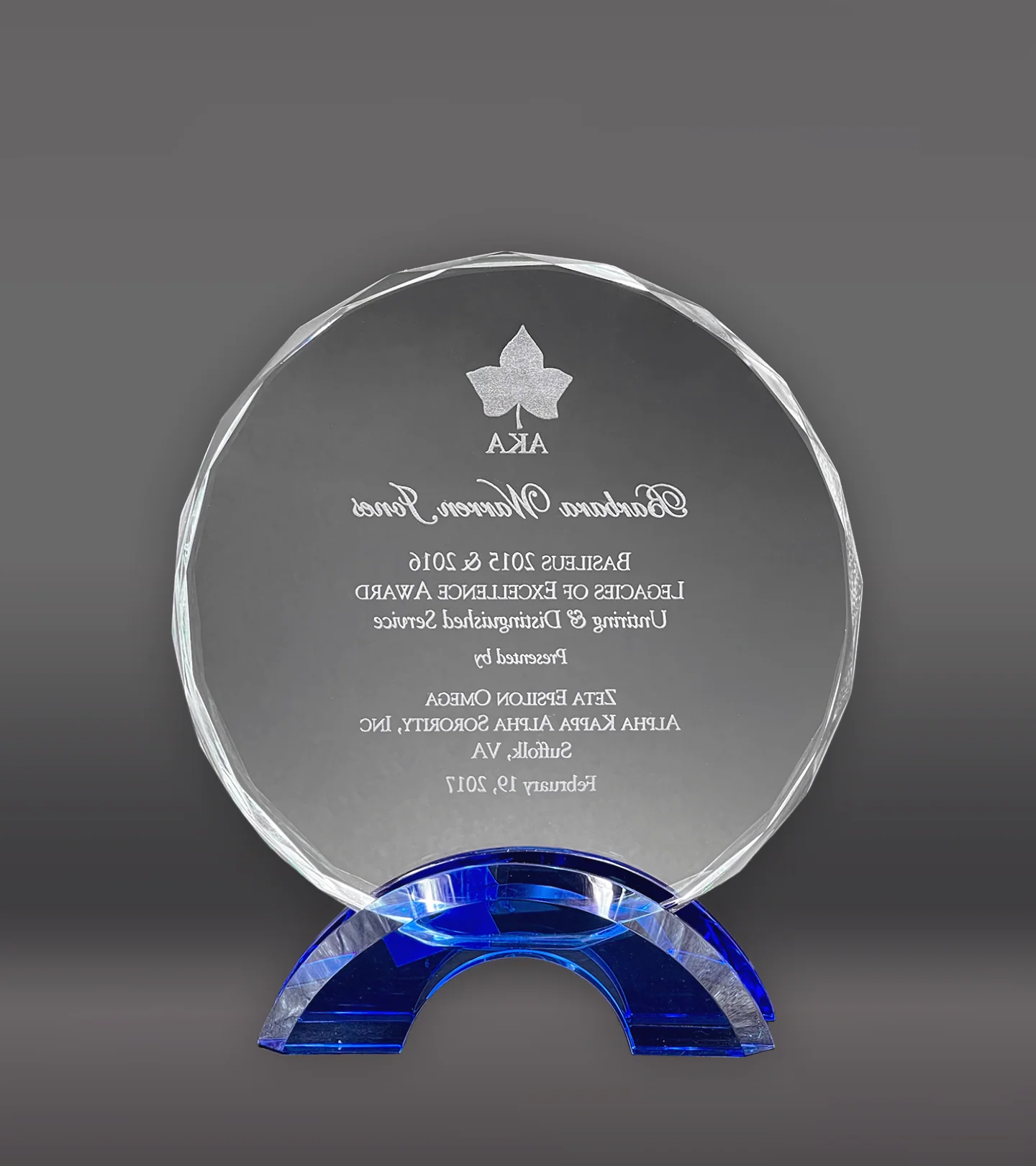Circle Glass With Blue Base - Image 3