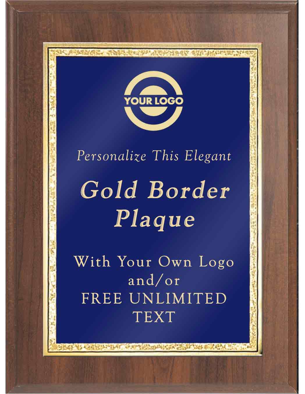 Classic Double Gold Border Plaques - Blue