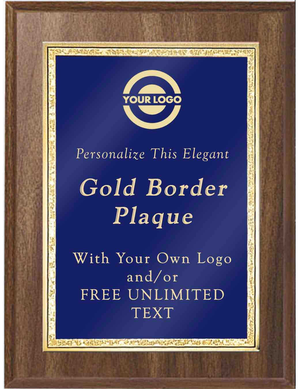 Classic Double Gold Border Plaques - Blue - Image 2