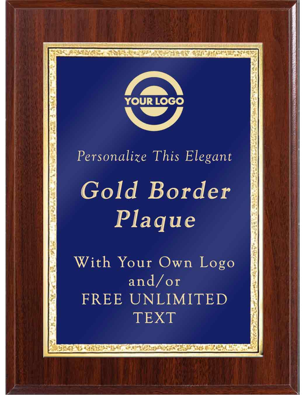 Classic Double Gold Border Plaques - Blue - Image 3