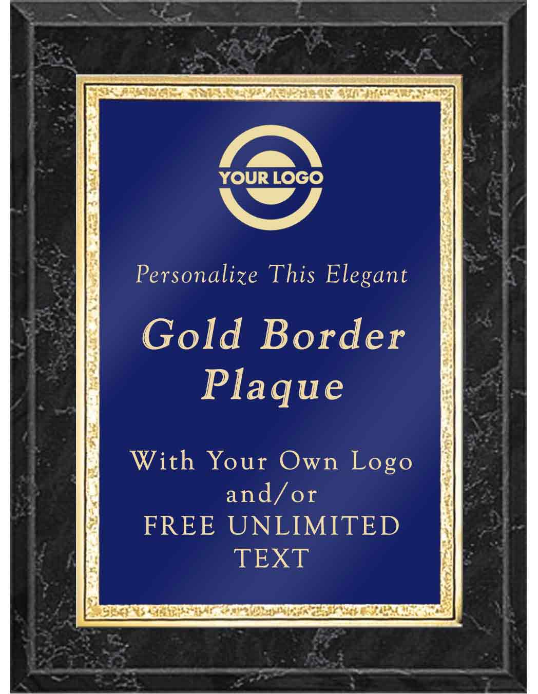 Classic Double Gold Border Plaques - Blue - Image 5