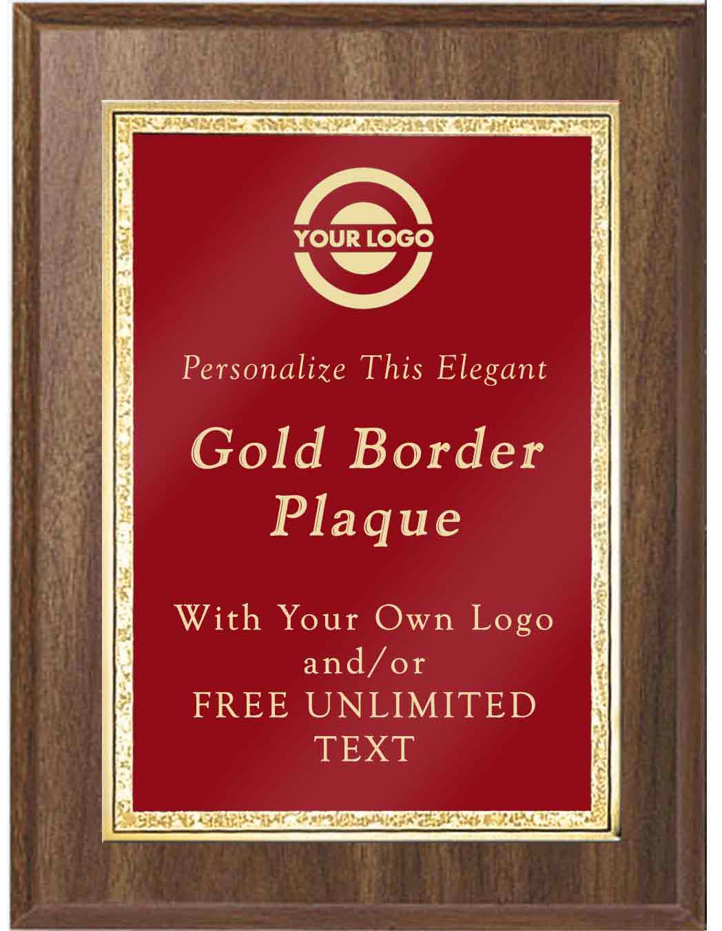 Classic Double Gold Border Plaque - Red - Image 2