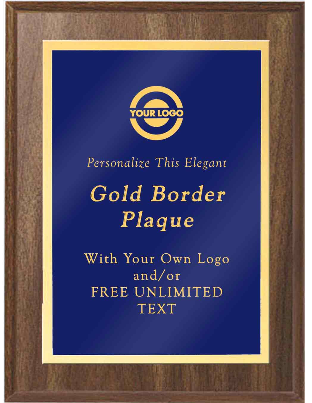 Laser Engraved Classic Gold Border Plaque - Blue - Image 2