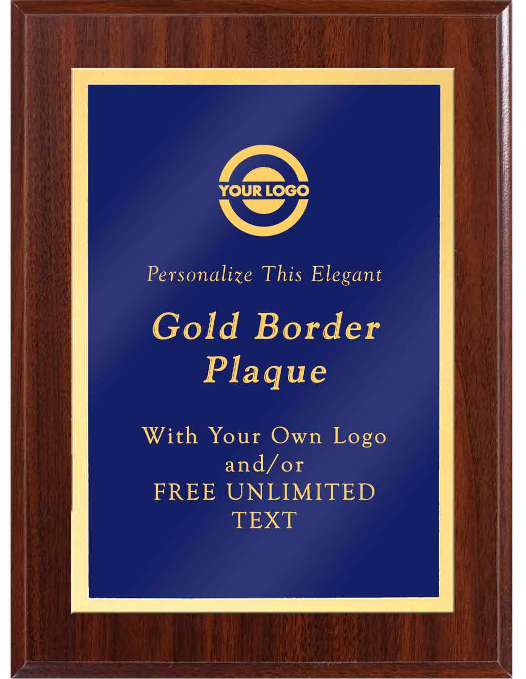 Laser Engraved Classic Gold Border Plaque - Blue - Image 3