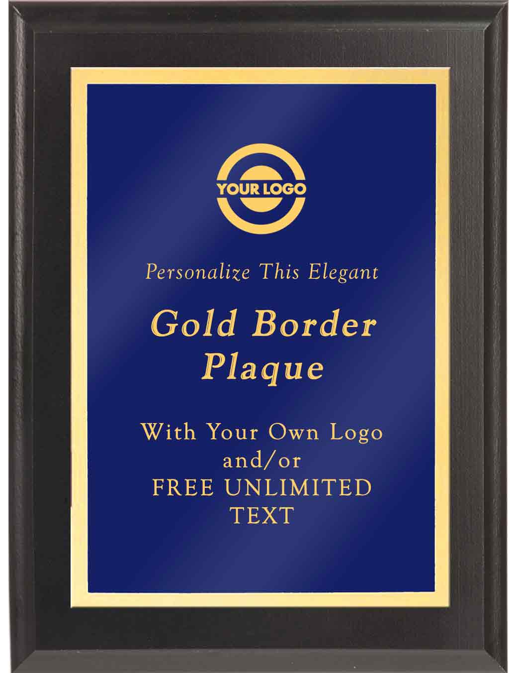 Laser Engraved Classic Gold Border Plaque - Blue - Image 4