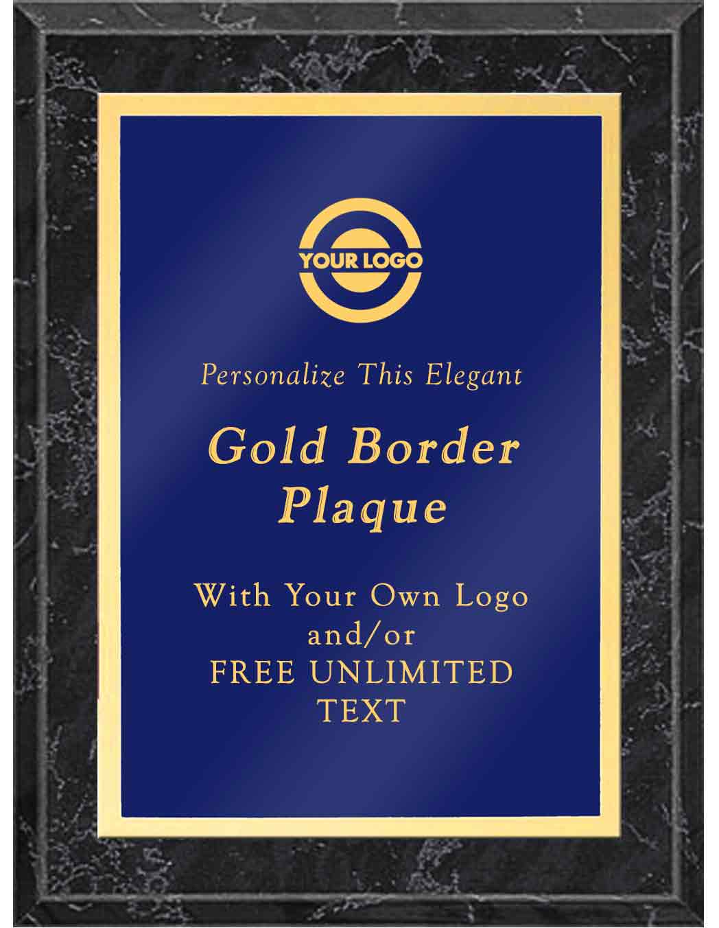 Laser Engraved Classic Gold Border Plaque - Blue - Image 5