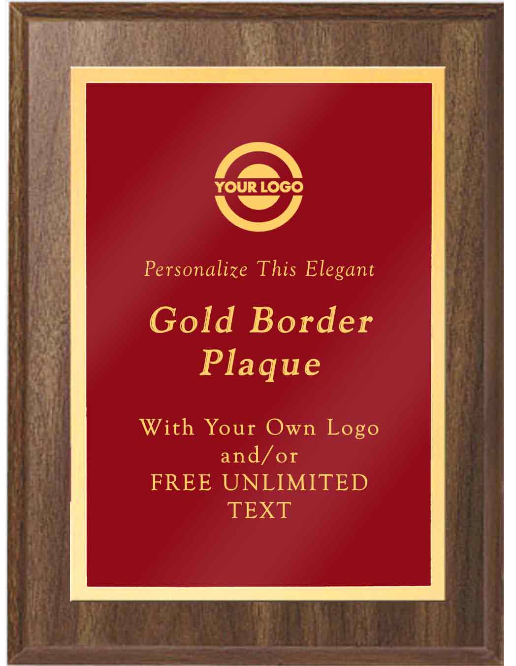 Laser Engraved Classic Gold Border Plaque - Red - Image 2