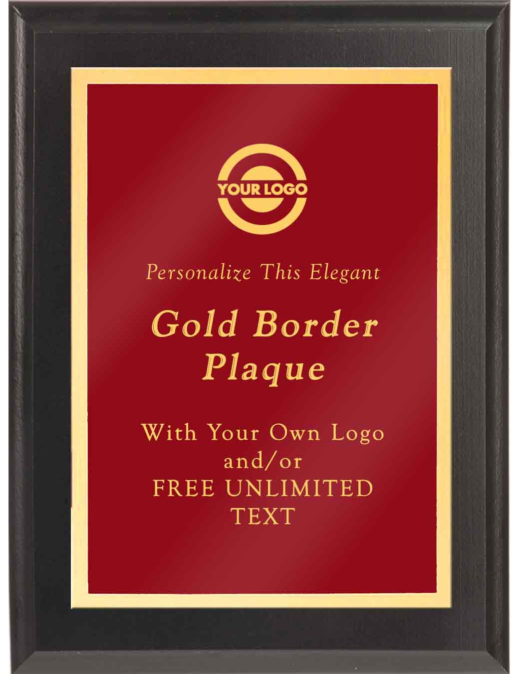 Laser Engraved Classic Gold Border Plaque - Red - Image 4
