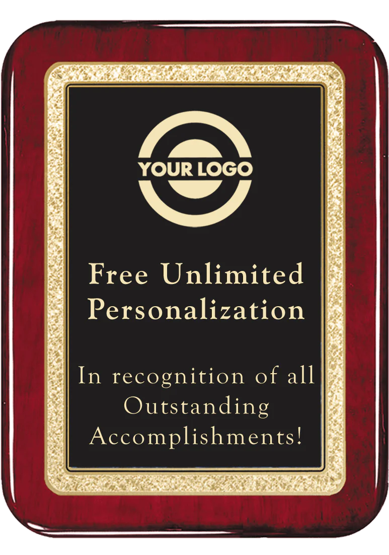 Laser Engraved Classic Marble Rosewood Rounded Plaque