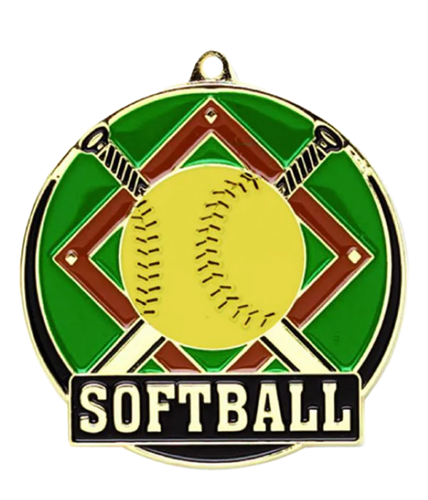 Color Fill Softball Medal