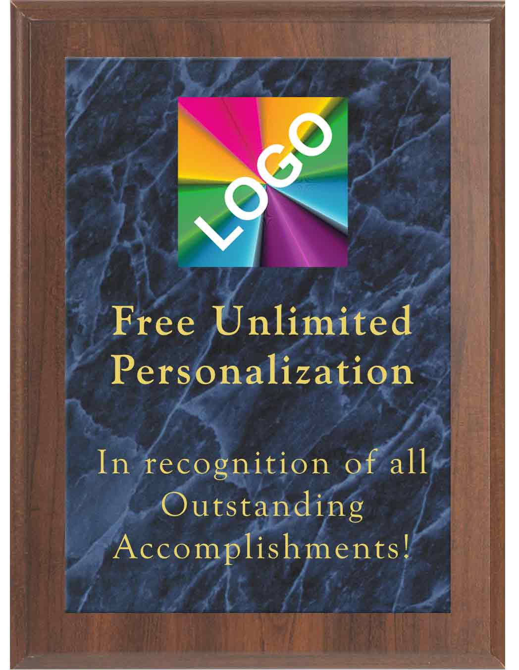 Color Printed Economy Blue Marble Mist Plaque