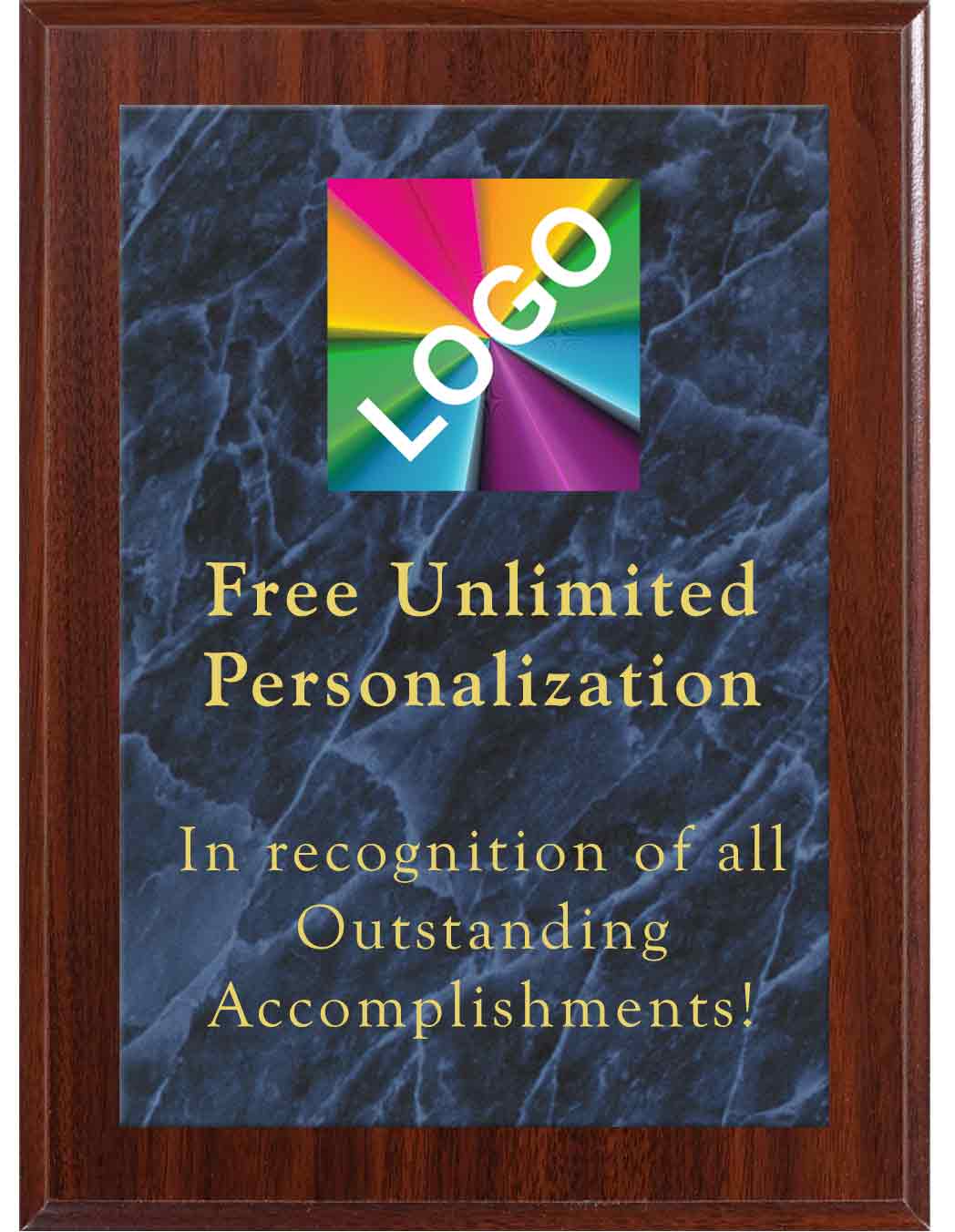 Color Printed Economy Blue Marble Mist Plaque - Image 3