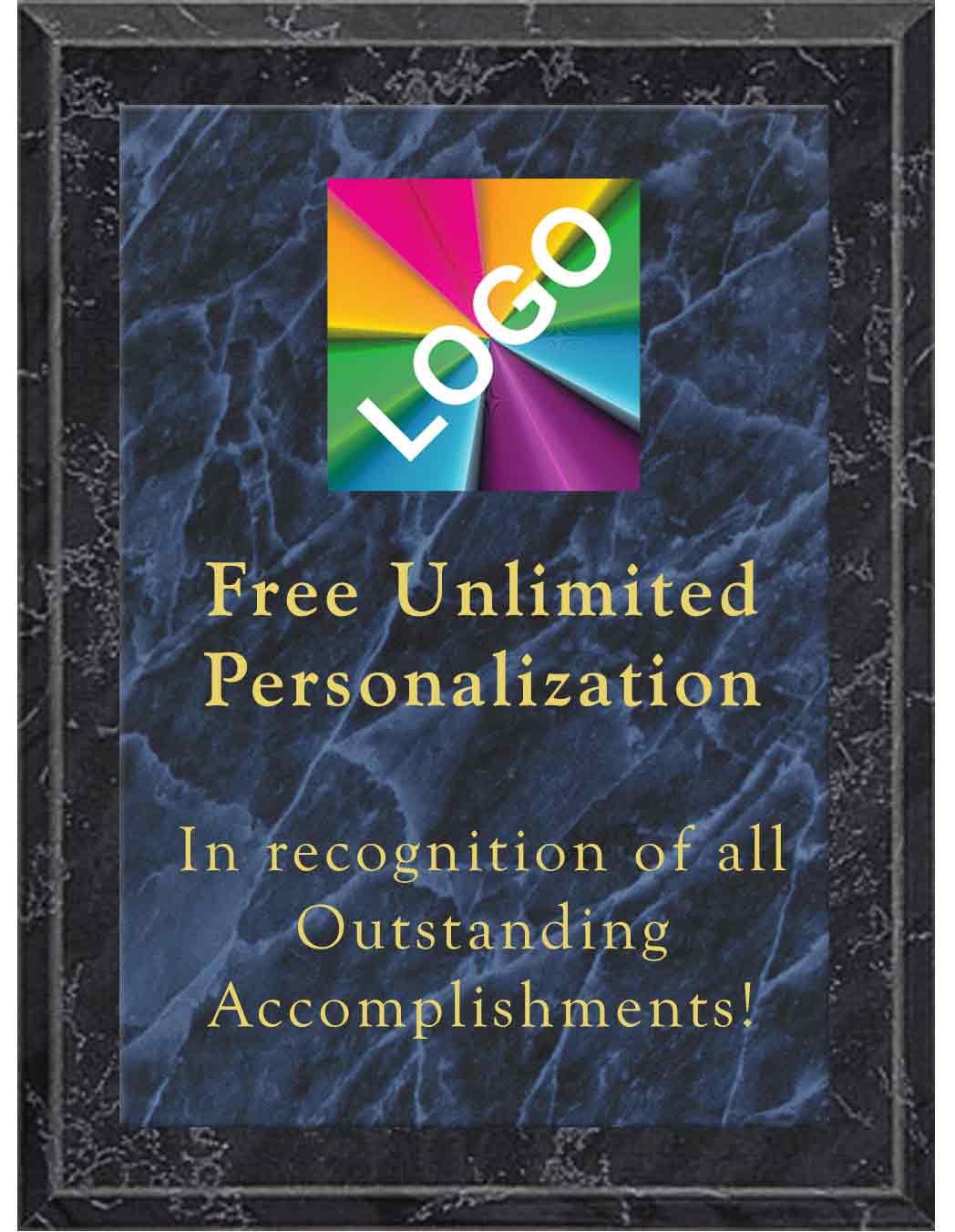 Color Printed Economy Blue Marble Mist Plaque - Image 5