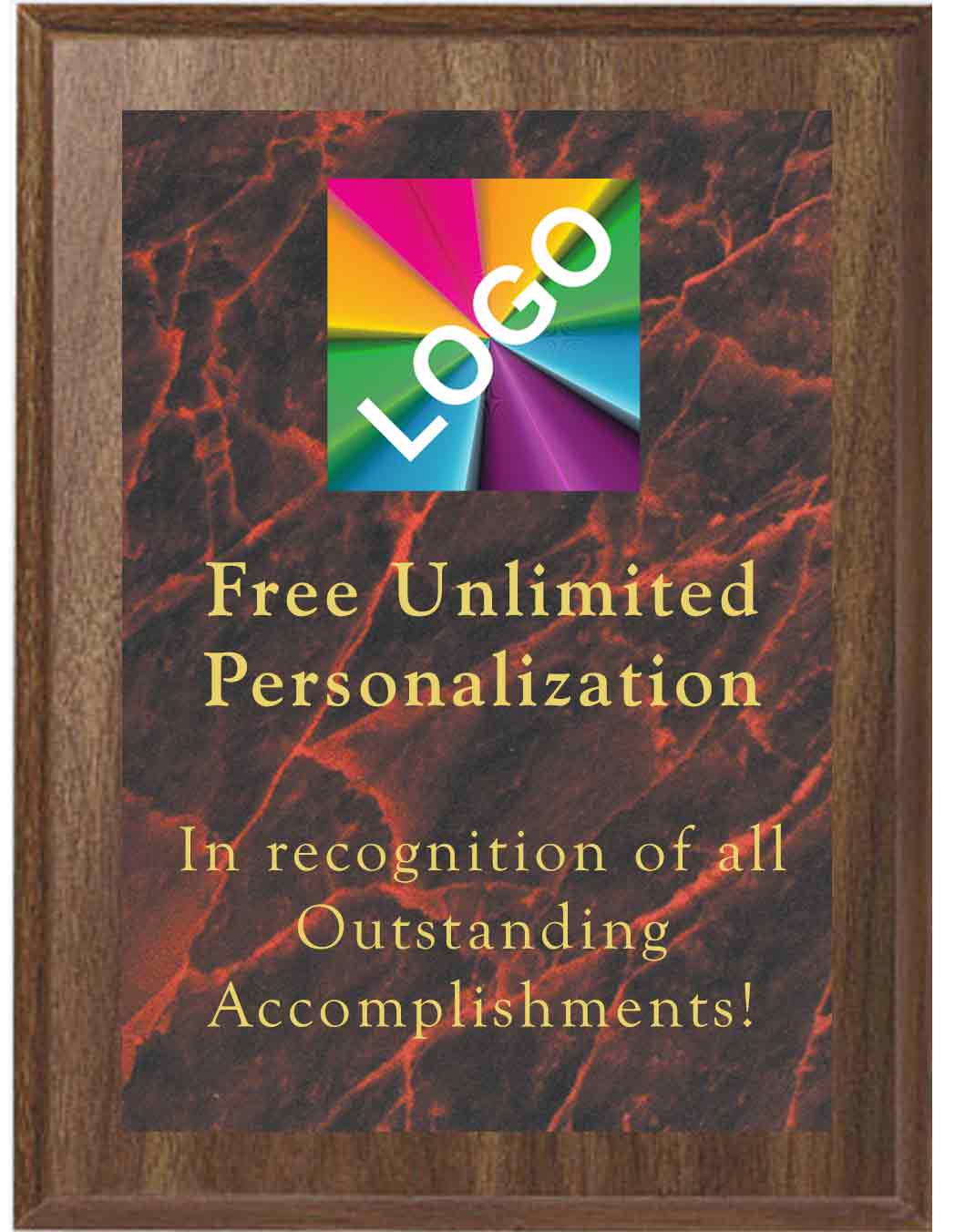 Color Printed Economy Maroon Marble Mist Plaque - Image 2