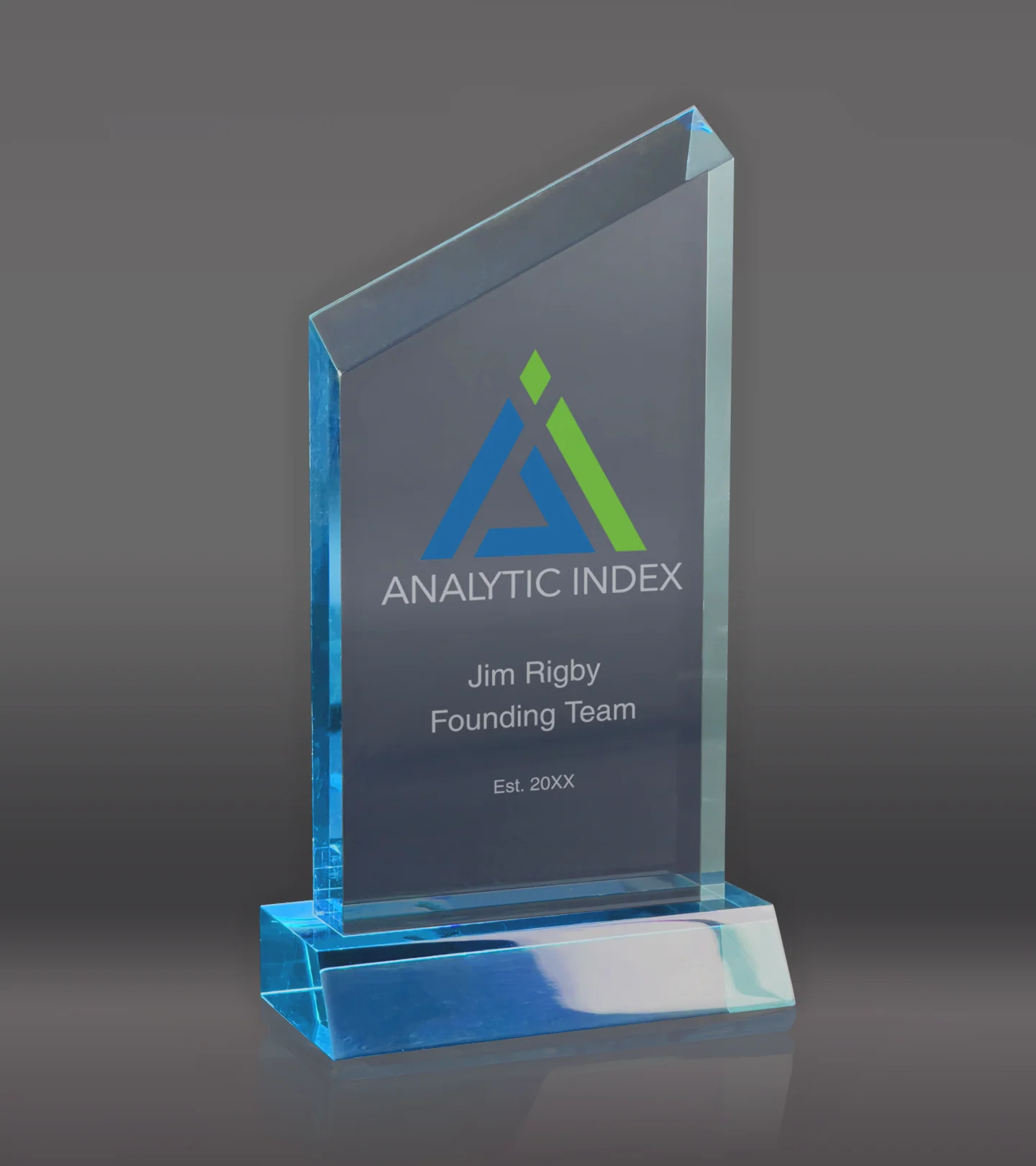 Color Printed Wedge Acrylic Award - Blue