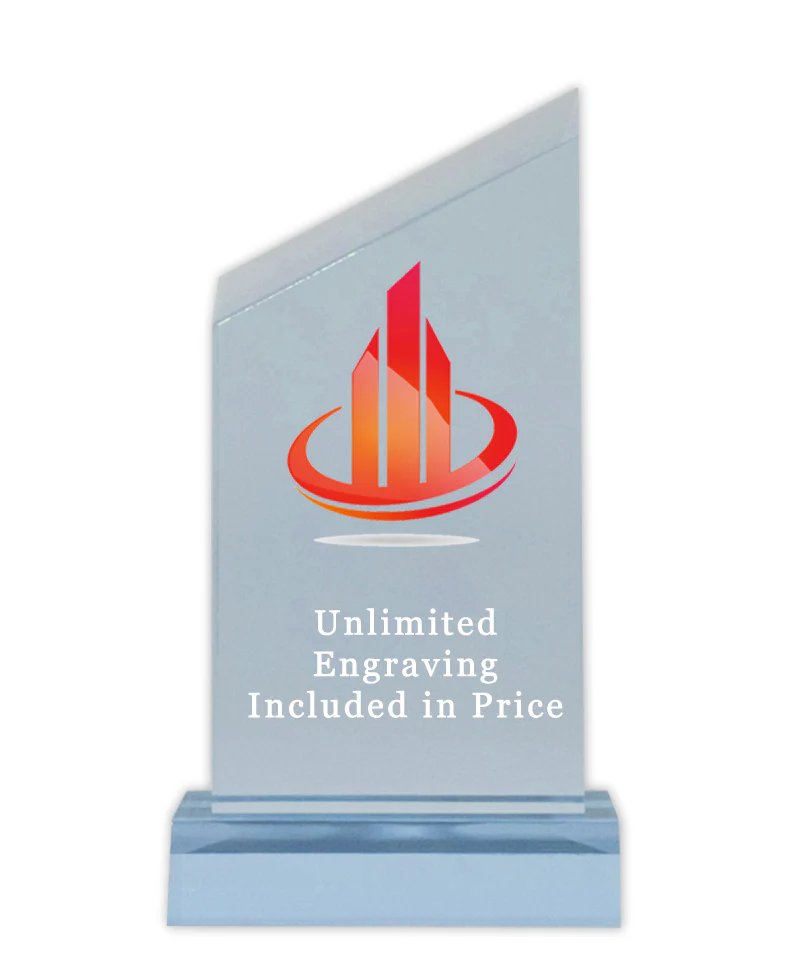 Color Printed Wedge Acrylic Award - Blue - Image 4