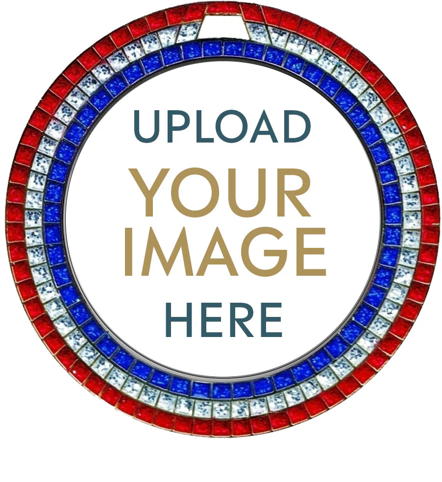 Bright Red White and Blue Gem Custom Insert Medal - Image 3