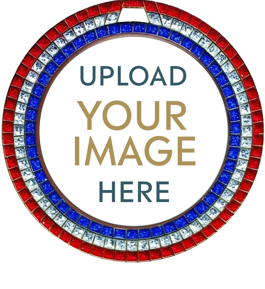 Bright Red White and Blue Gem Custom Insert Medal - Image 4