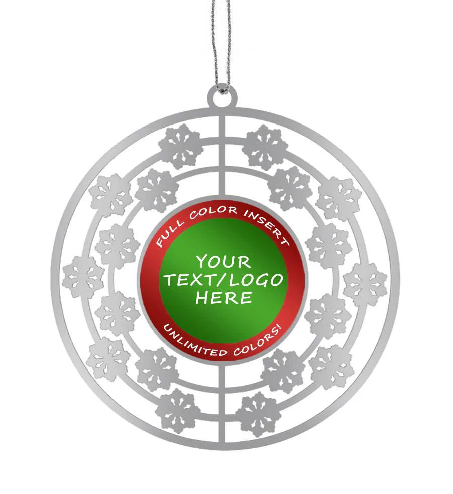 Custom Insert Silver Snowflake Ornament